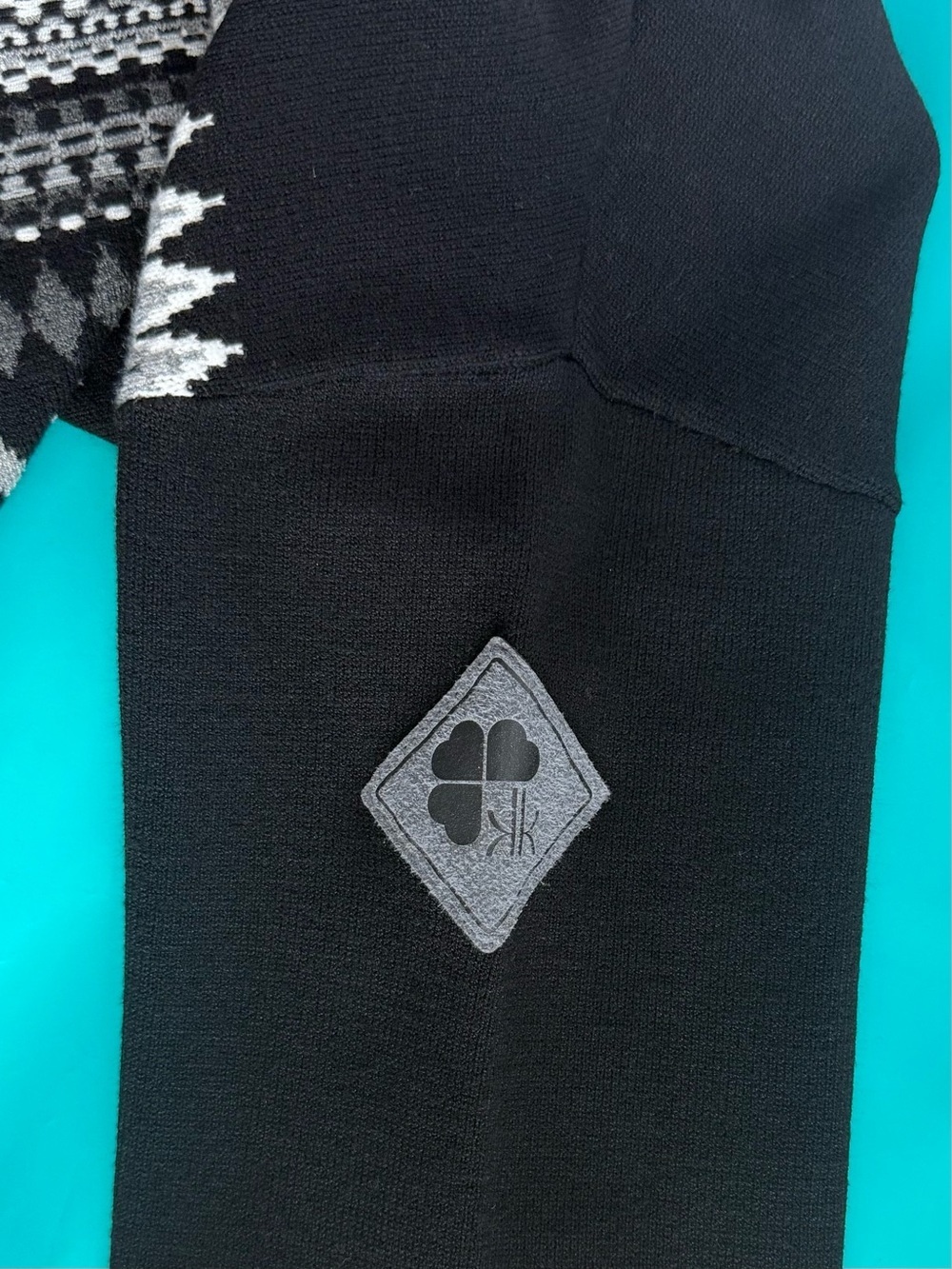 Krimson Klover Yvonne Sweater Dress Black Fair Isle Nordic Mock Neck NWT Small - Picture 3 of 7